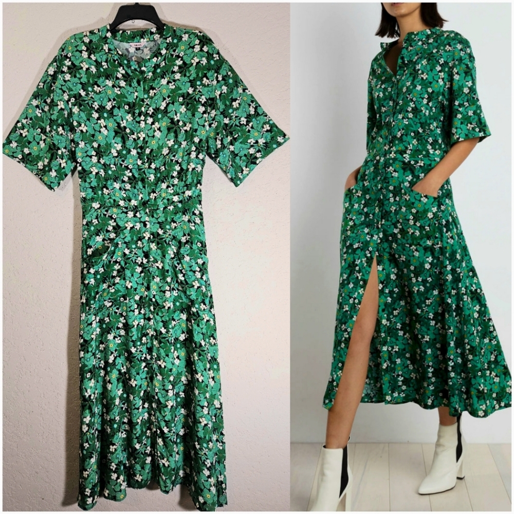 THE KIT Cobie Shirtdress in Green Primrose, SZ 6